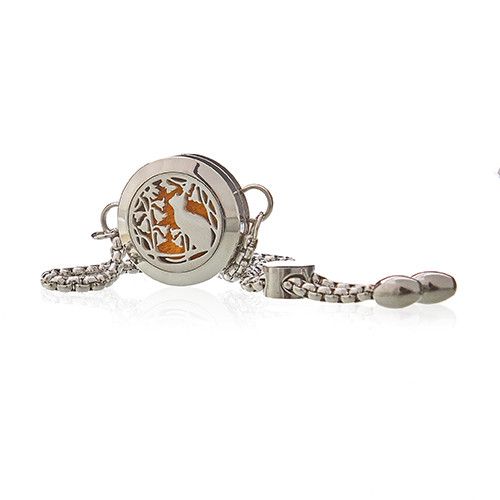 Cat and Flowers Aromatherapy Diffuser Bracelet Stainless Steel – view 4