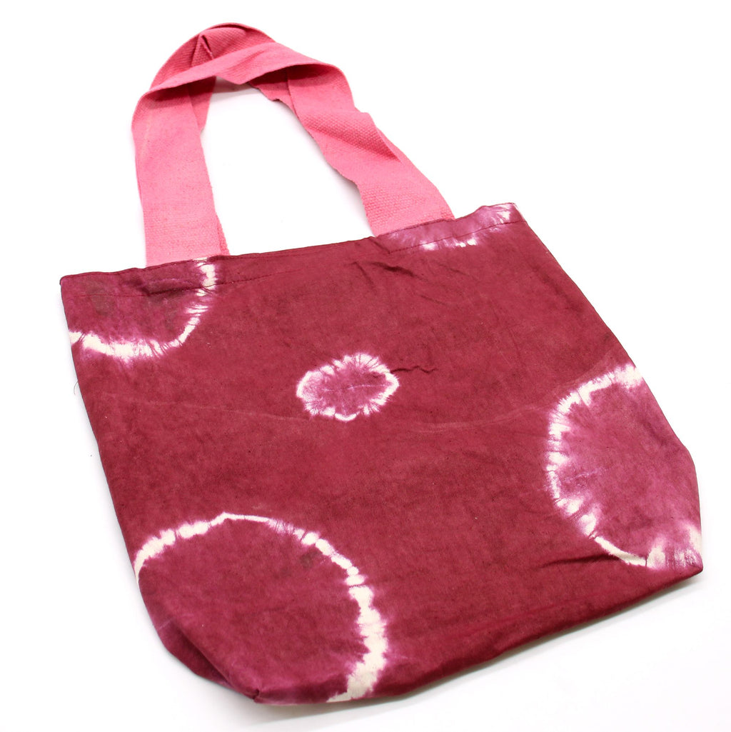 Tie-Dye Cotton Bag - Maroon Rings with Pink Handle - 38x42cm – view 2