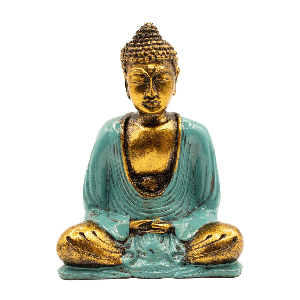 Teal & Gold Buddha Statue - Medium