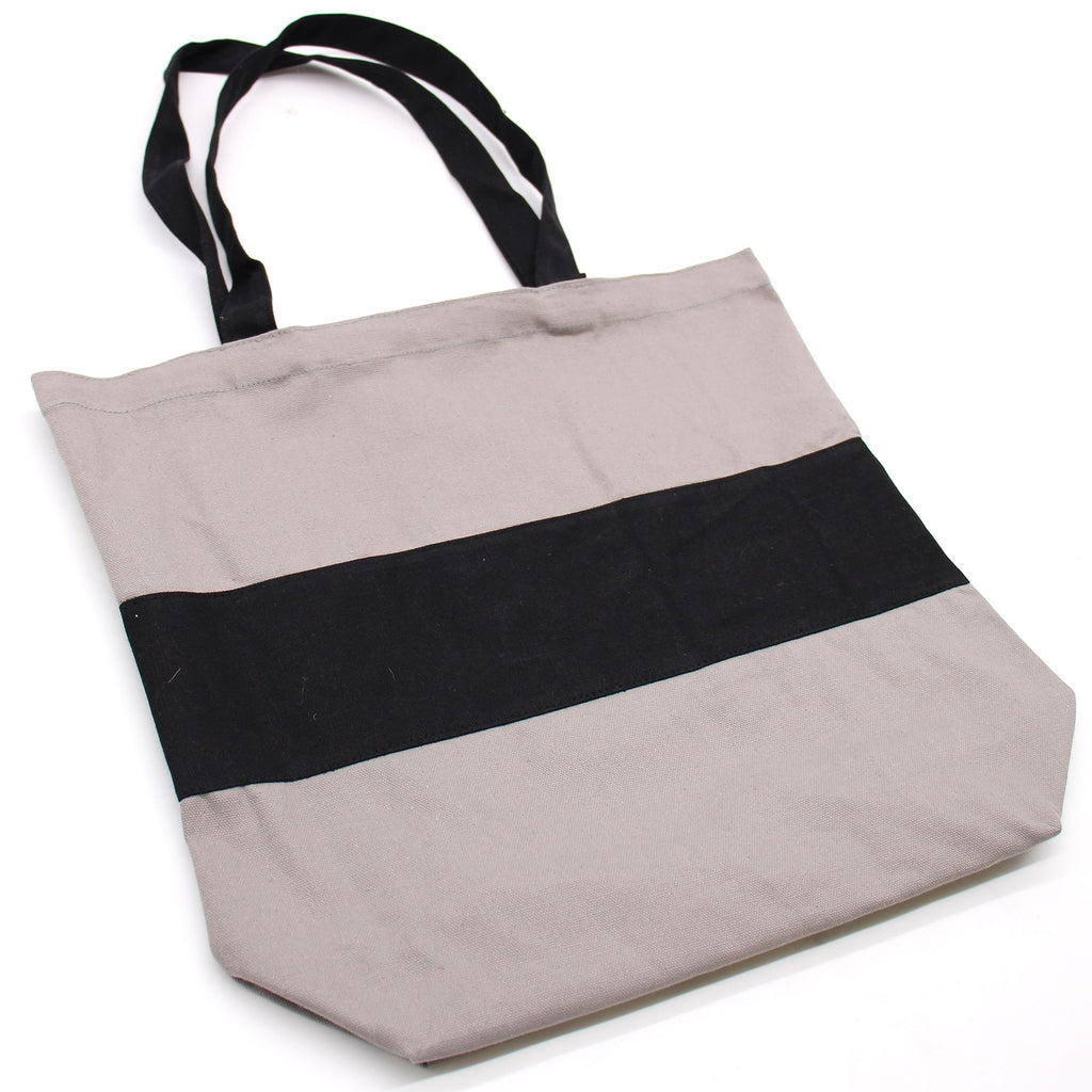 Two Tone Cotton Bag 38x42x12cm Grey and Black – view 2