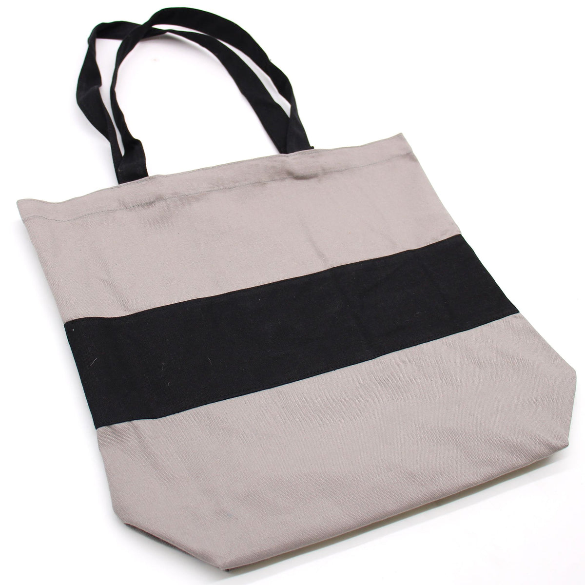Two Tone Cotton Bag 38x42x12cm Grey and Black – view 2