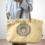 Natural Cotton Tote Bag with Leather Handle - Inspiration