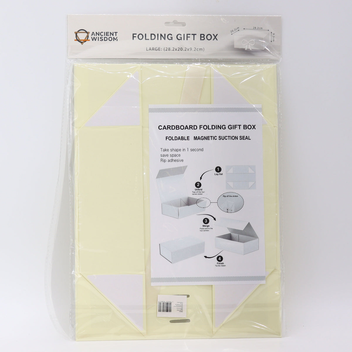 Flat Pack Gift Box Large 28.2x20.2x9.2cm Ivory – view 2