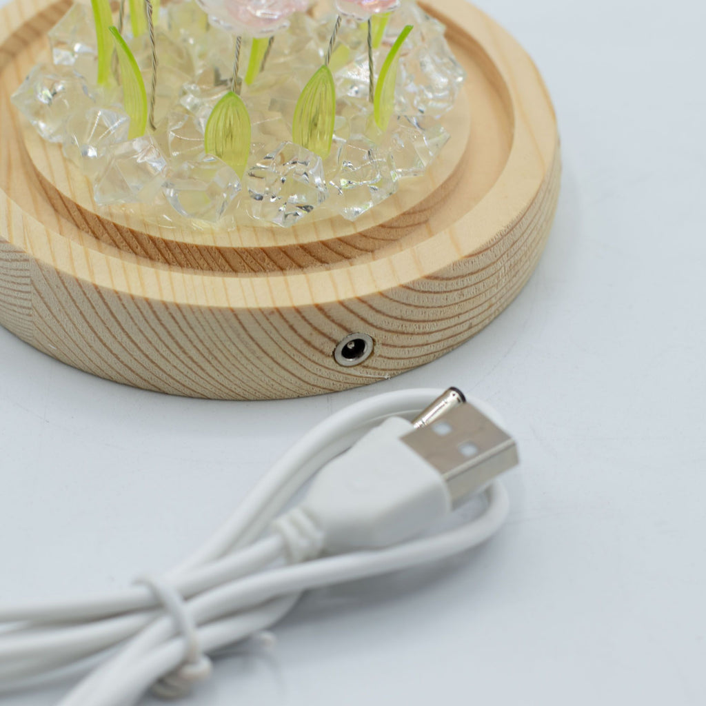 Floral Glow Dome - 10 Pink Roses, LED USB – view 5