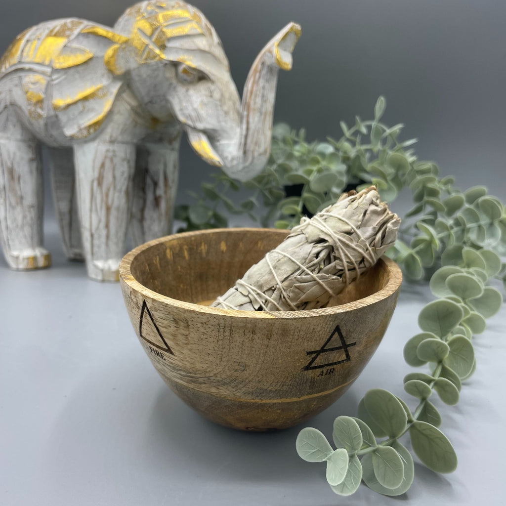 Four Elements Wooden Smudge and Ritual Offering Bowl - 12x7cm – view 2