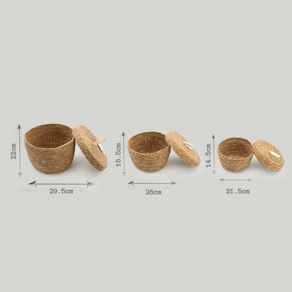 Seagrass Round Baskets with Lids, Set of 3 – view 9