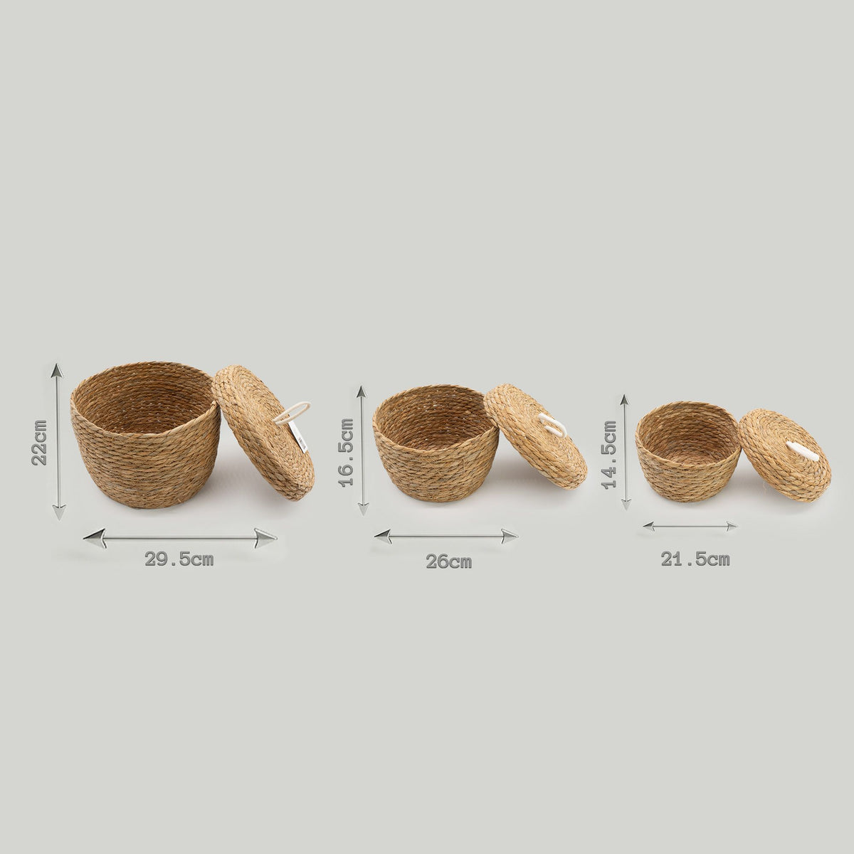 Seagrass Round Baskets with Lids, Set of 3 – view 9