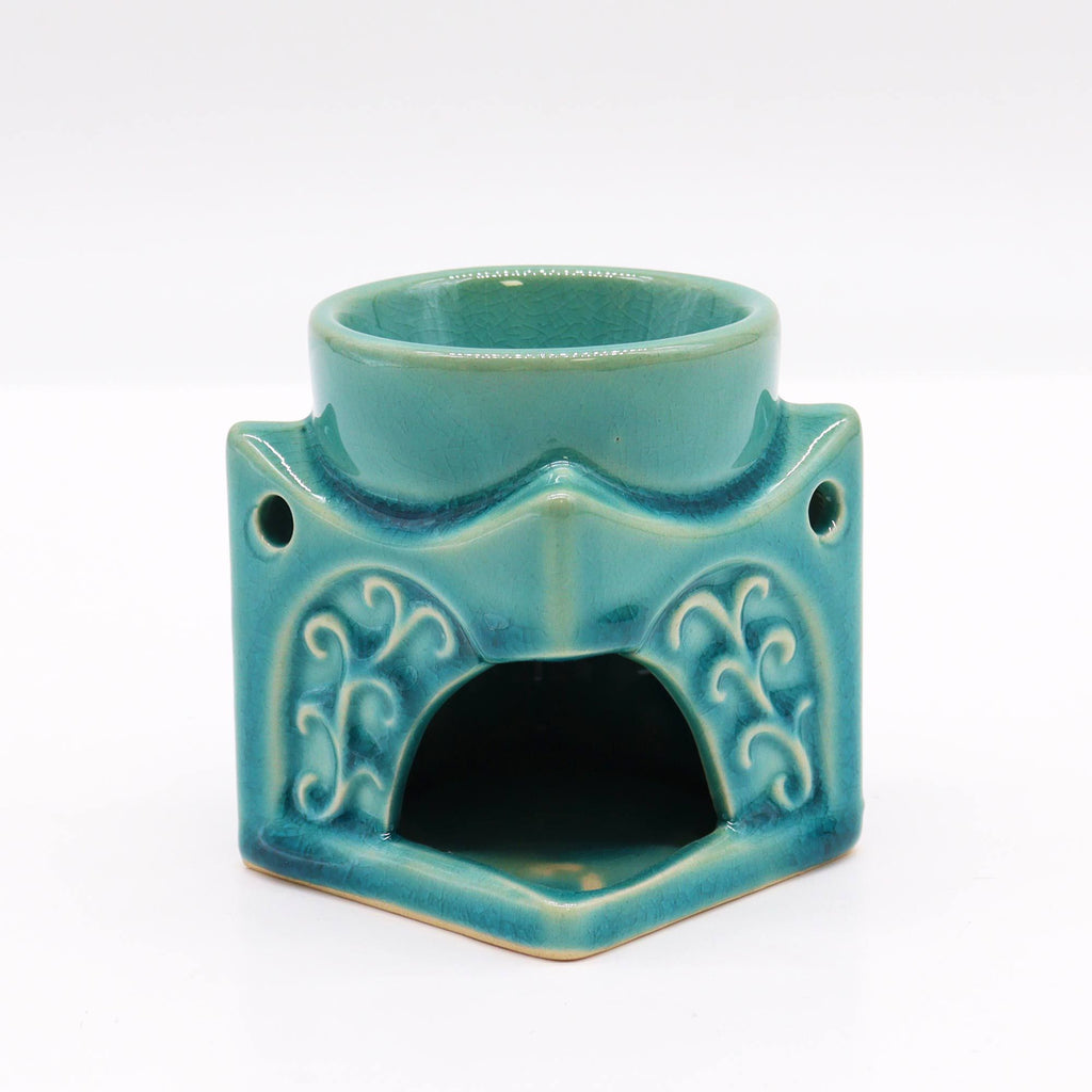Square Buddha Ceramic Oil Burner - Soft Turquoise – view 2