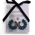 Teal Green Vintage Glass Loop Earrings – view 4