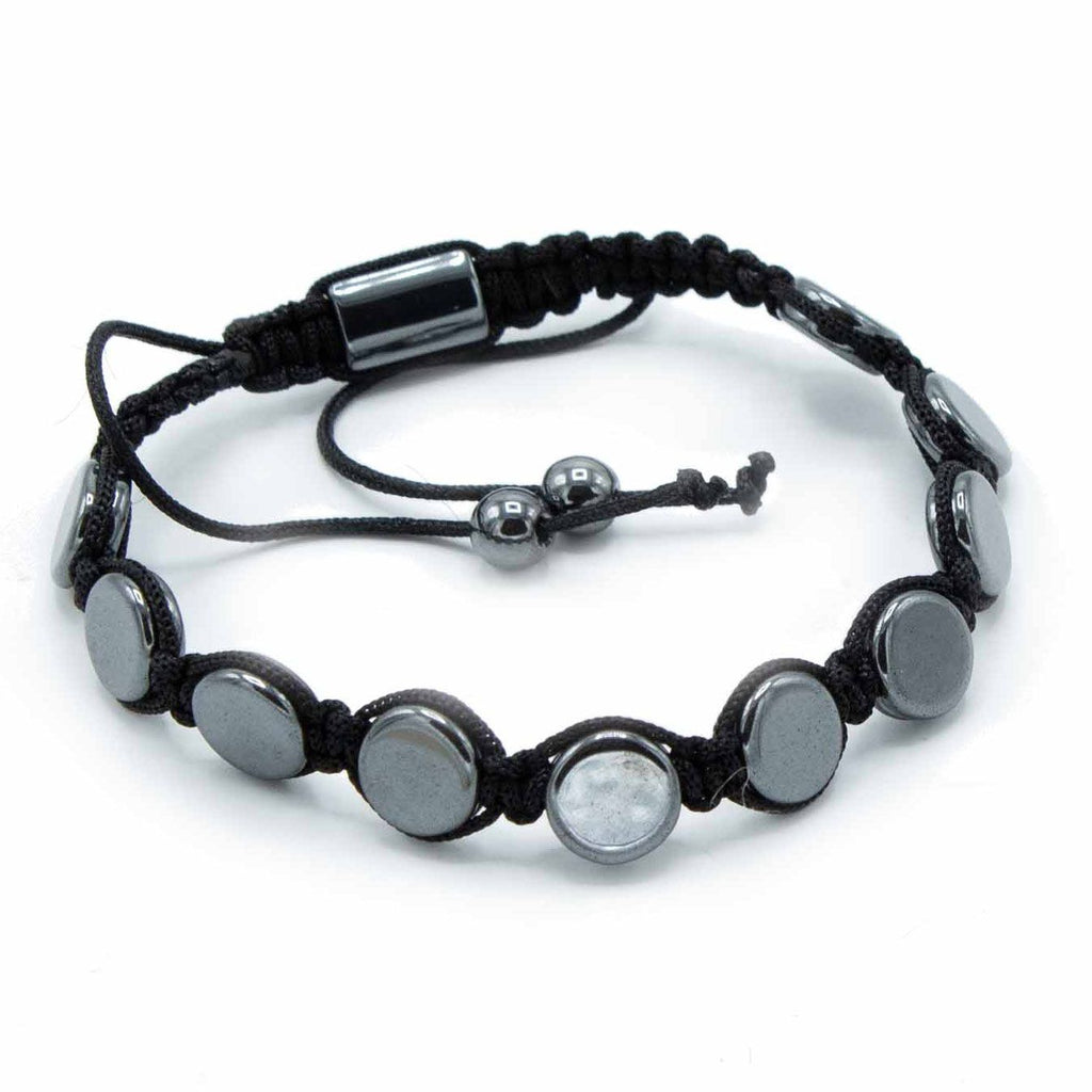 Magnetic Hematite Shamballa Bracelet - Round Flats – view 2