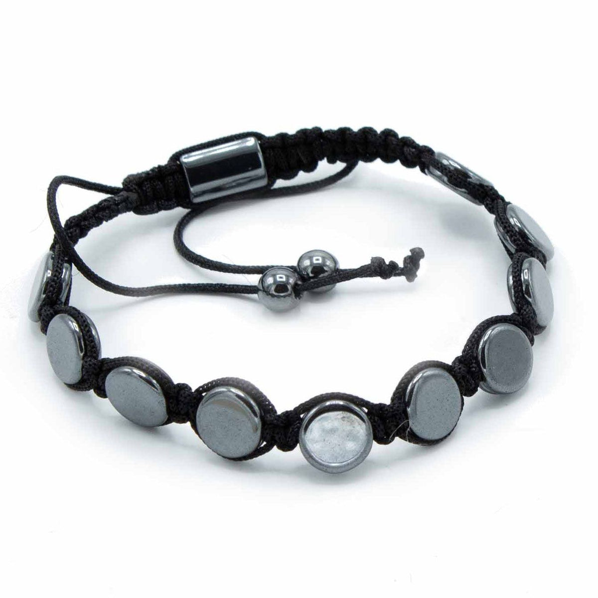 Magnetic Hematite Shamballa Bracelet - Round Flats – view 2