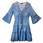 Nomad Sari Sea Blue Dress with Gold Fish Print (M/L) – view 2