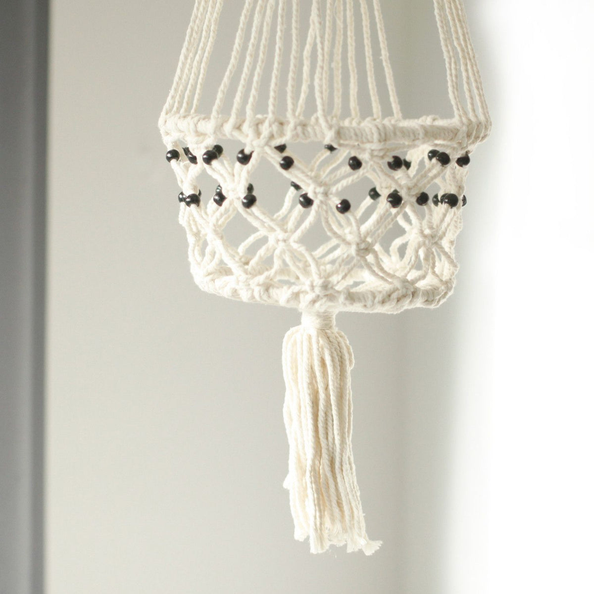 Large Beaded Macrame Plant Hanger, 77cm – view 3
