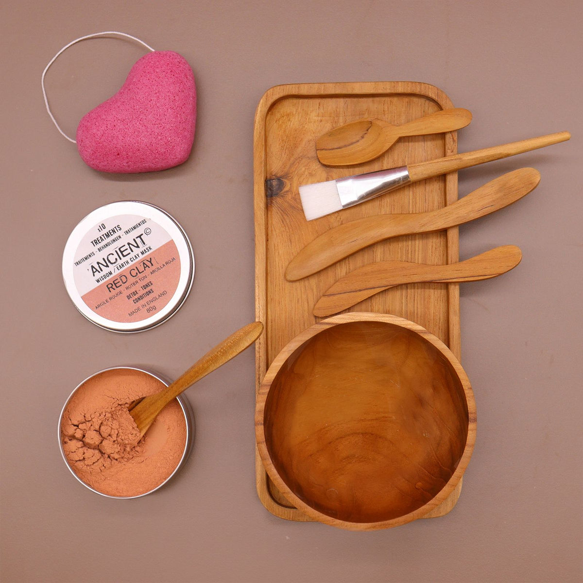 Teak Wood Clay & Wax Application Set with Bowl and Plate – view 8