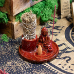 Ceramic Buddha Incense Plate - Soft Red – view 3