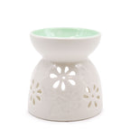 Classic White Oil Burner with Teal Well - Floral – view 3