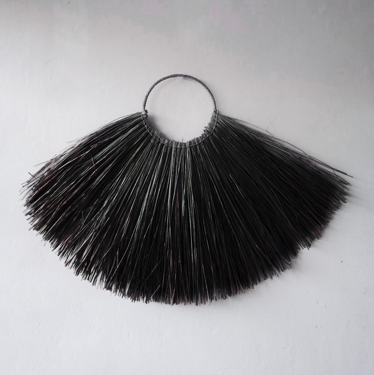 Large Seagrass Fan Wall Decor, Black