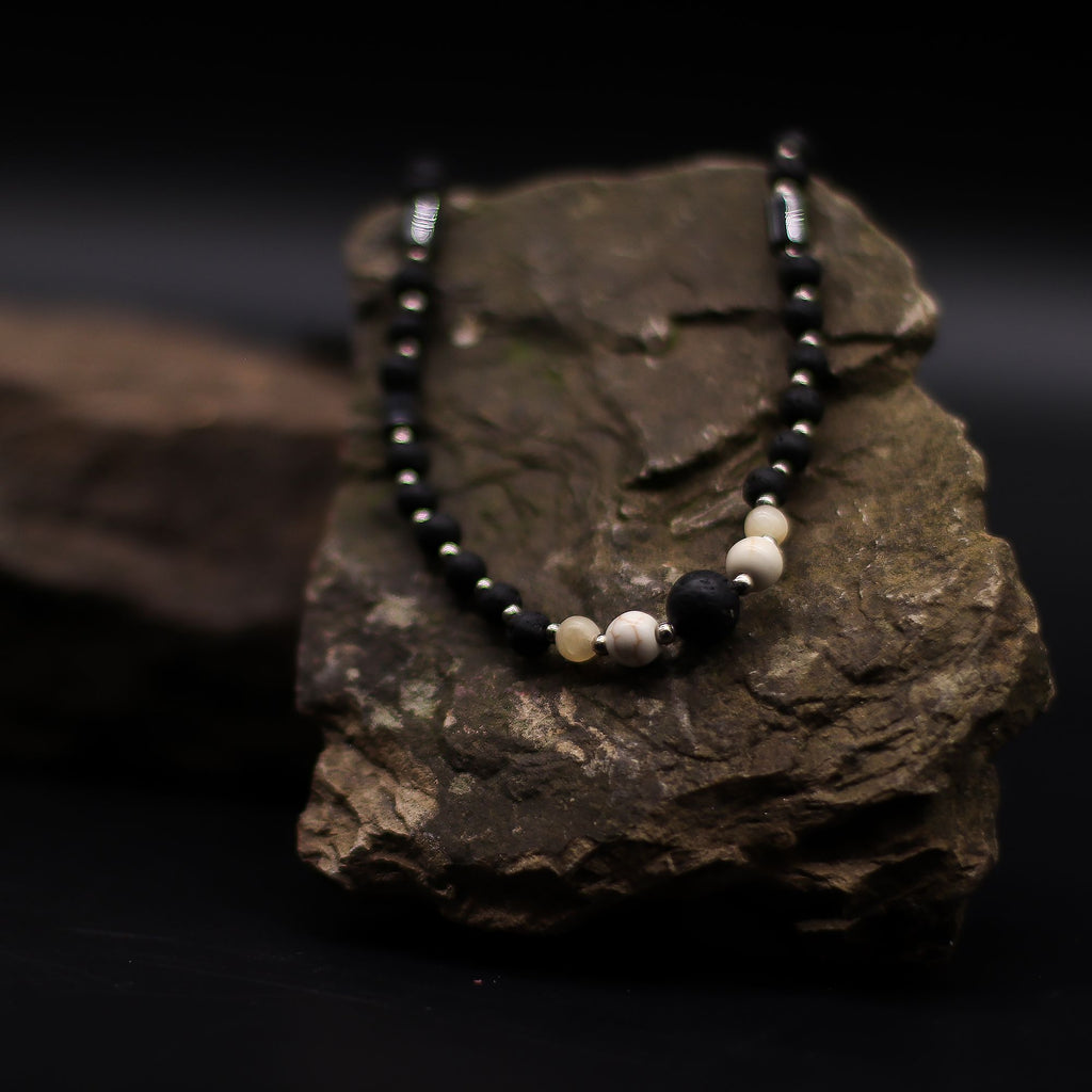 Lava Stone and Howlite Necklace - Cultural Connection – view 4