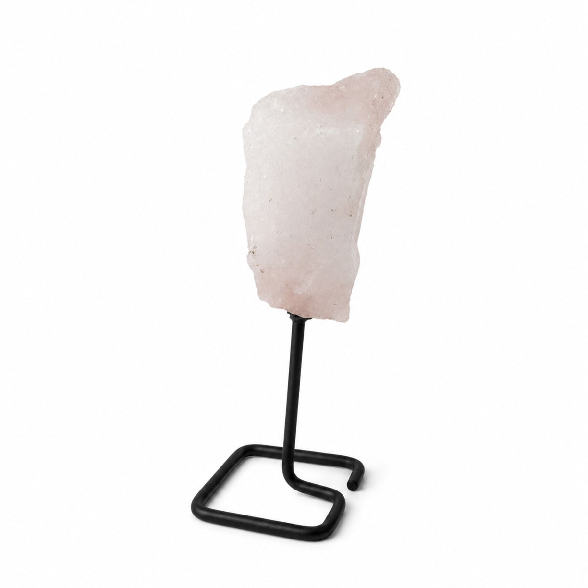 Rose Quartz Specimen on Metal Stand – view 2