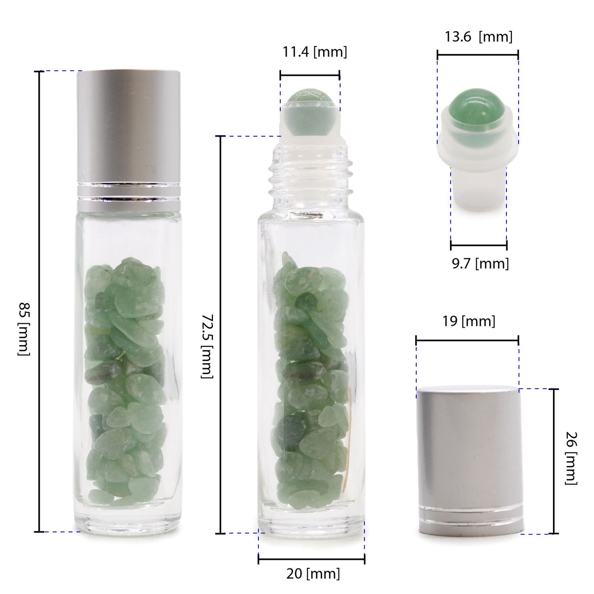 Rock Quartz Roller Bottle with Silver Cap, 5ml – view 4