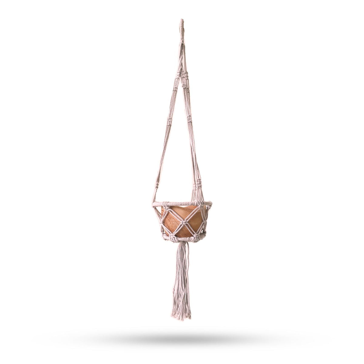 Small Macrame Plant Hanger - Beige, 16cm Hoop