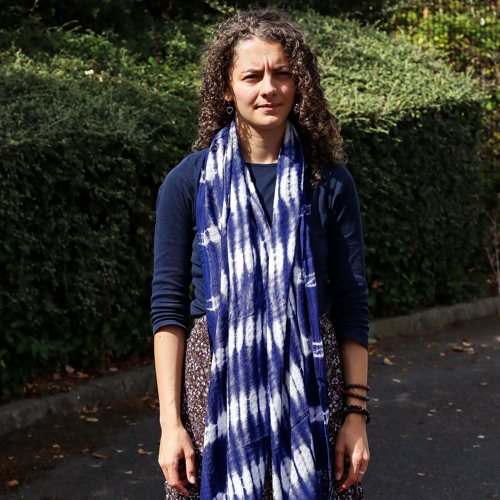 Boho Java Art Stole and Scarf - Indigo Stripes - 62x200cm – view 4