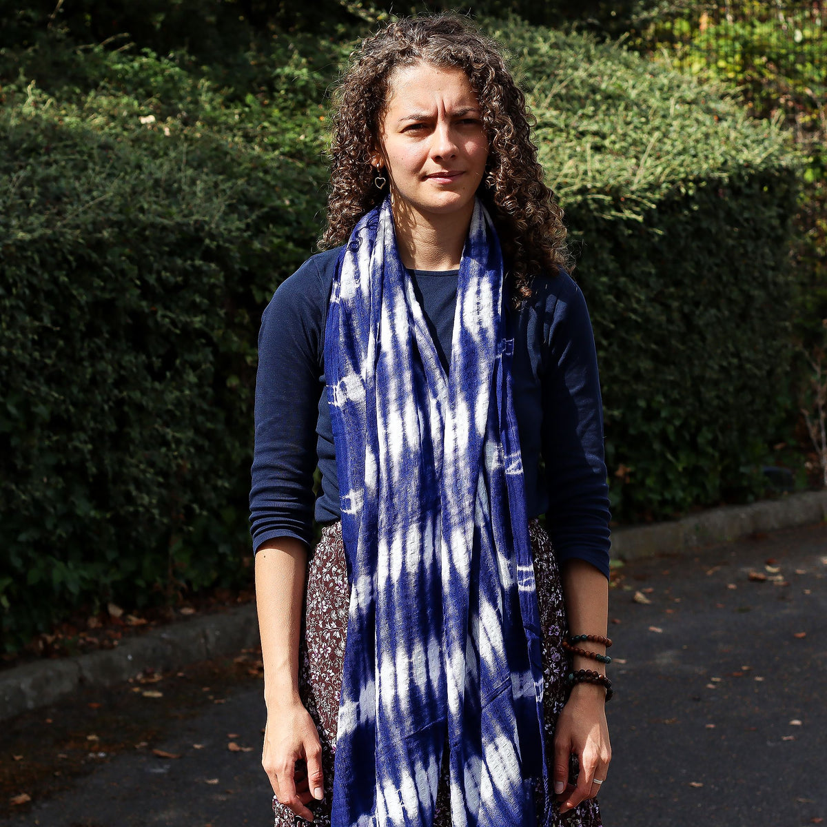 Boho Java Art Stole and Scarf - Indigo Stripes - 62x200cm – view 4