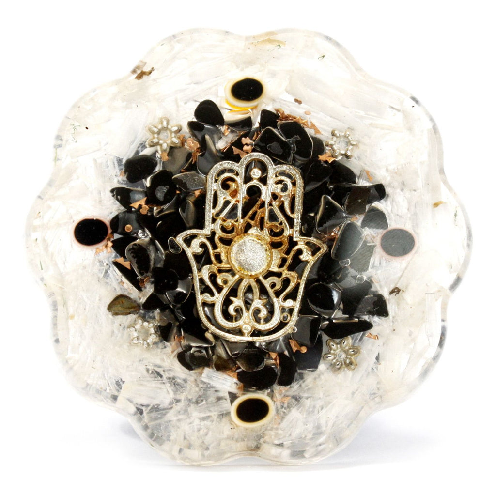 Orgonite Desk Power Pack - Hamsa with Selenite, Medium