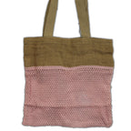 Cotton and Jute Mesh Shopping Bag, Rose – view 4