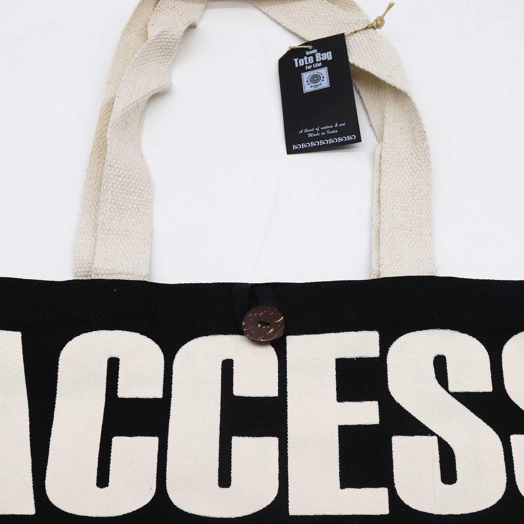 Nomad Sari Classic Tote Bag - Access All Areas - Black Cotton – view 2