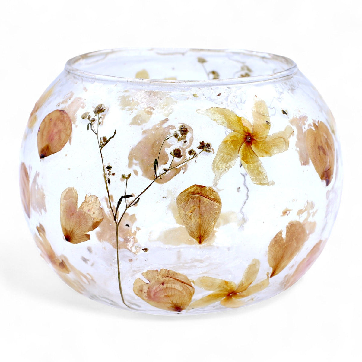 Natural Floral Glass Large Bowl Candle Holder - Rosa 12x13cm – view 2