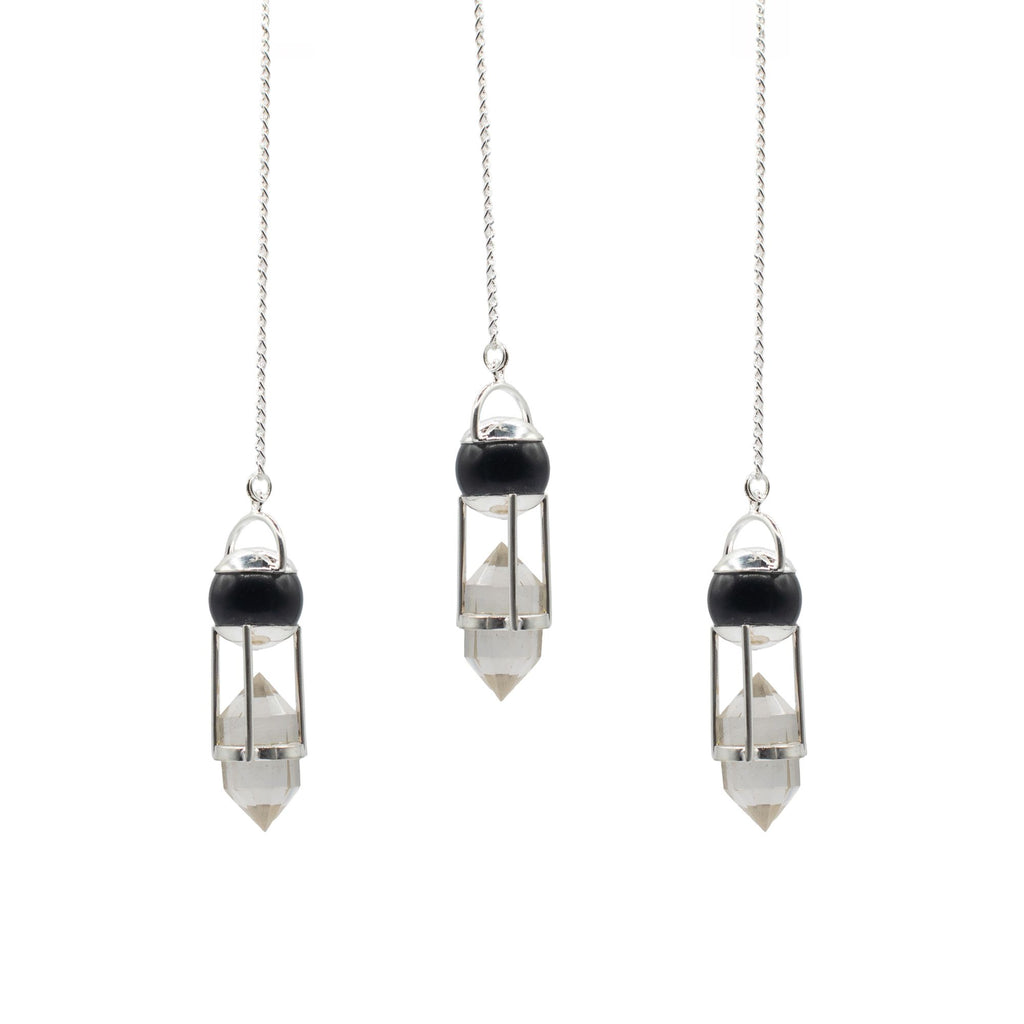 Shadow Seer Pendulum - Obsidian & Quartz