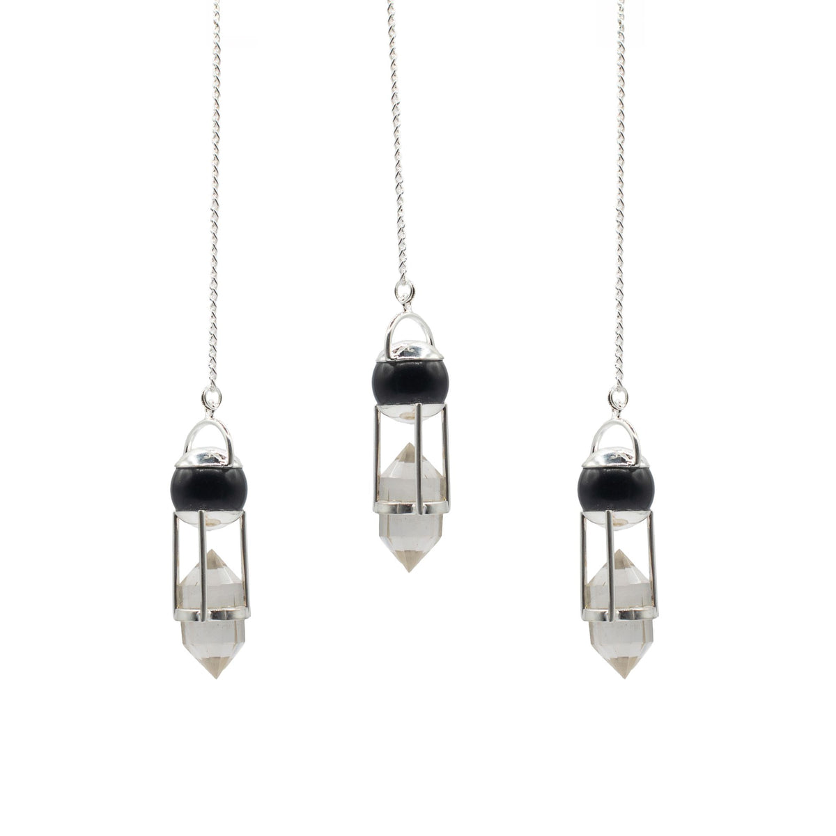 Shadow Seer Pendulum - Obsidian & Quartz