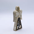 Mango Wood Angel - Whitewash, Iron Holly Cut-Out