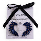 Nymph Royal Blue Angel Wings Vintage Glass Earrings – view 4