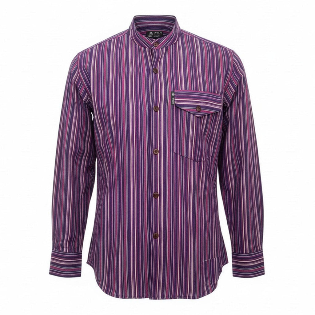 Nomad Sari Grandad Shirt - Black Purple - Large – view 6