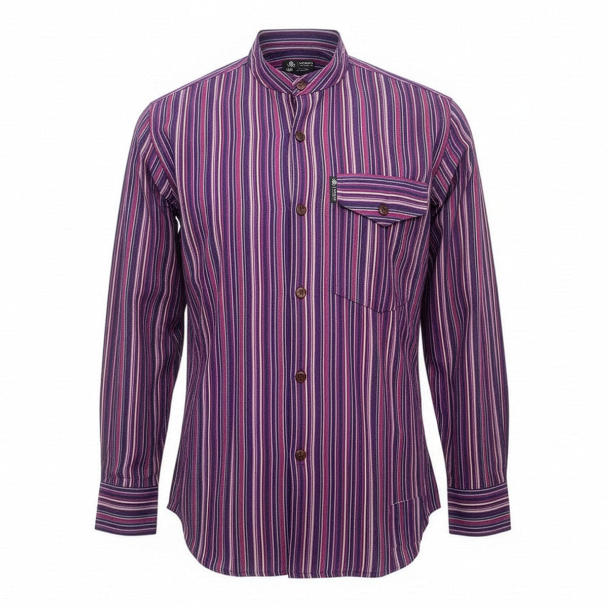 Nomad Sari Grandad Shirt - Black Purple - Large – view 6