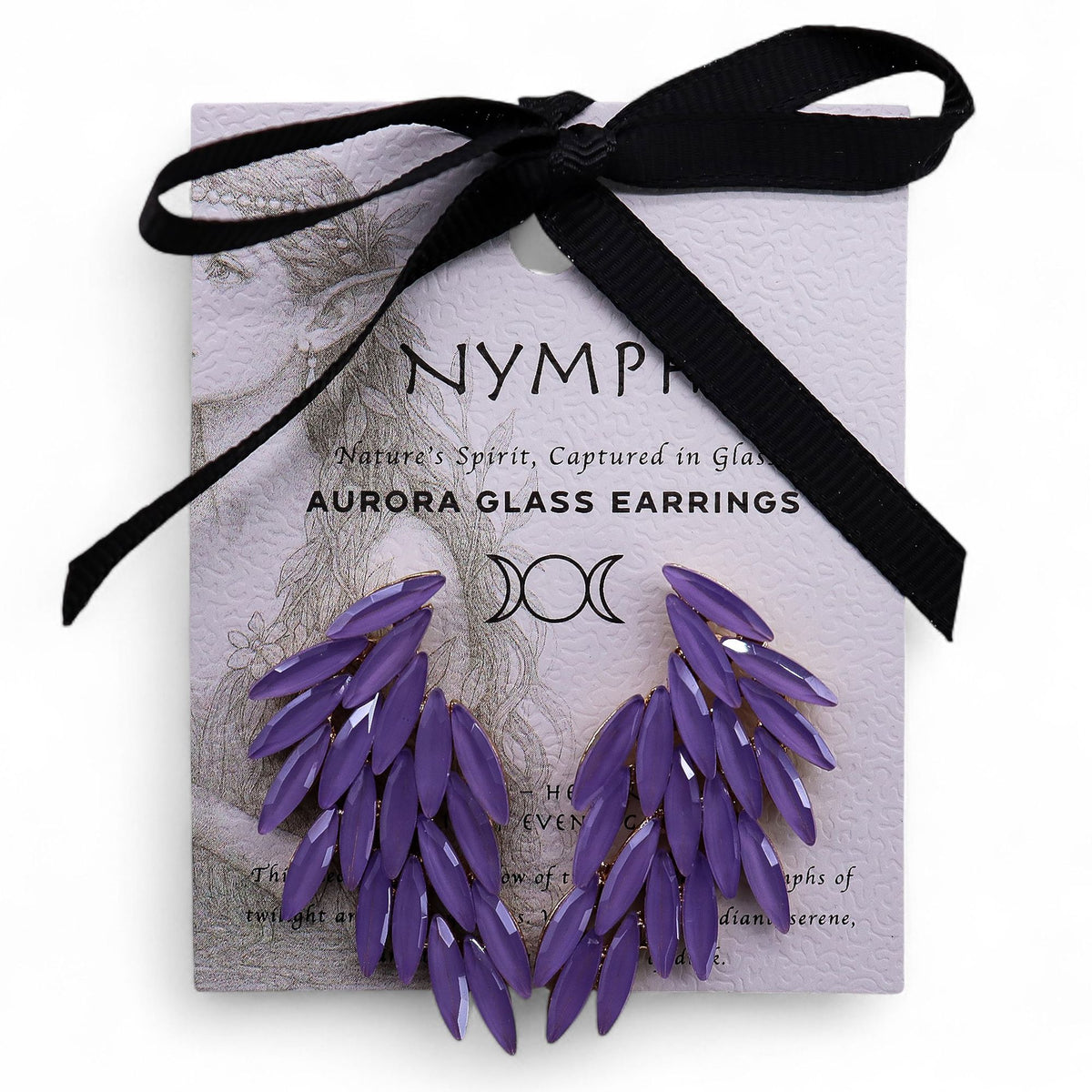 Nymph Lavender Angel Wings Glass Earrings – view 5