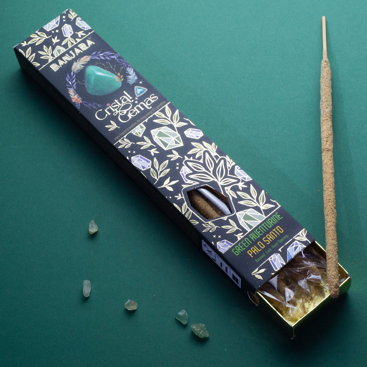 Banjara Crystal Gemas Incense Sticks - Green Aventurine Palo Santo – view 4