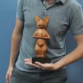 Hand-Carved Yoga Cat Statue - Standing Pose, Suar Wood