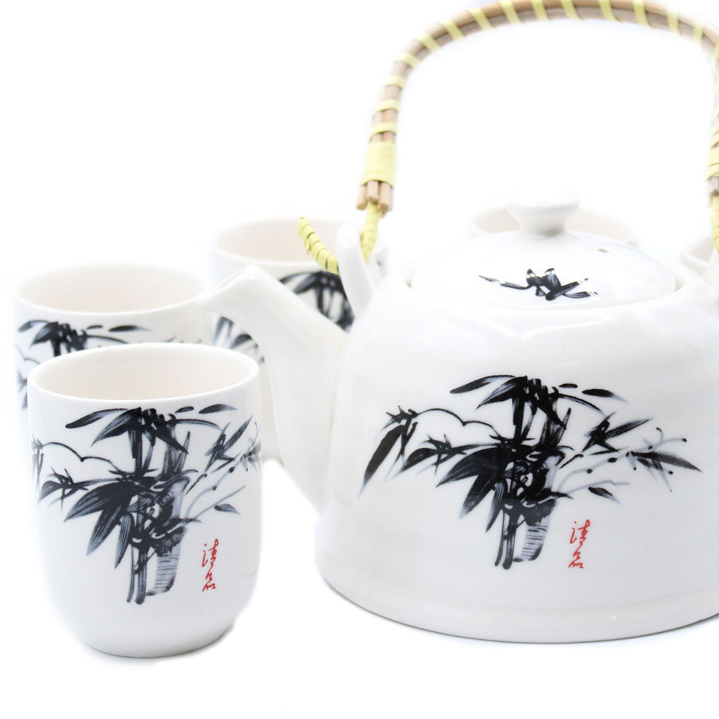 Ceramic Herbal Teapot Set with 6 Cups - White Stone Oriental – view 3