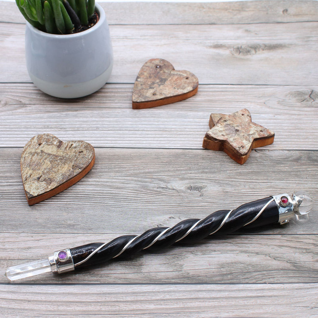 Chakra Wand with Angel Figure - Gold Tone Crystal Detail – view 3