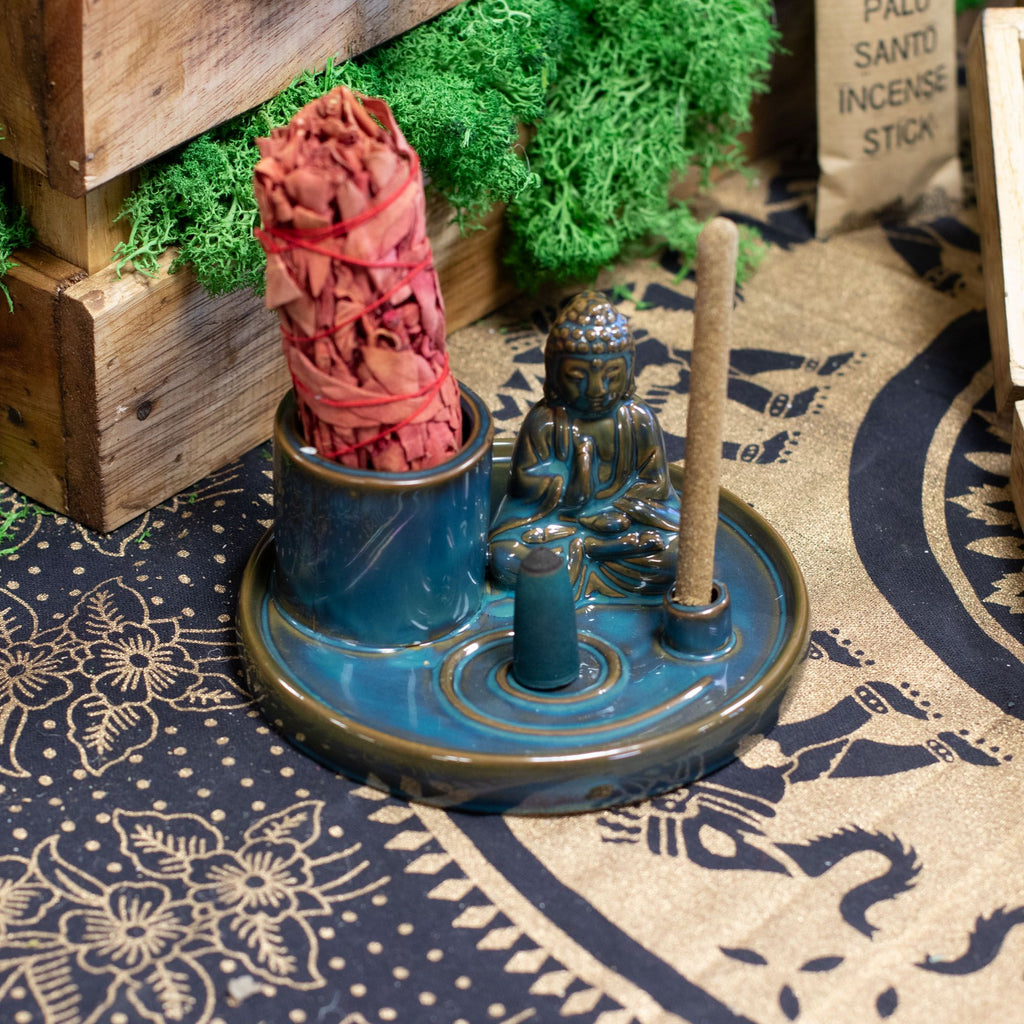 Ceramic Buddha Incense Plate - Blue – view 8