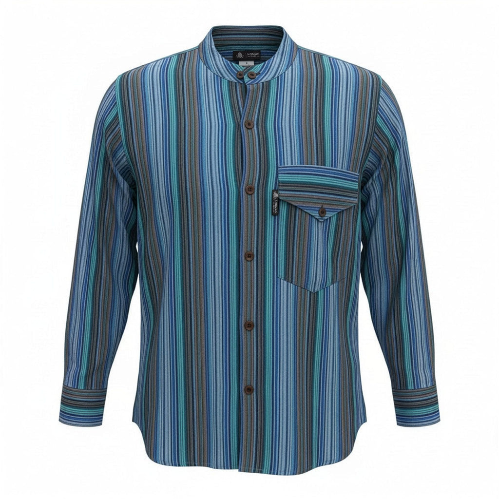 Nomad Sari Grandad Shirt - Turquoise - XL – view 6
