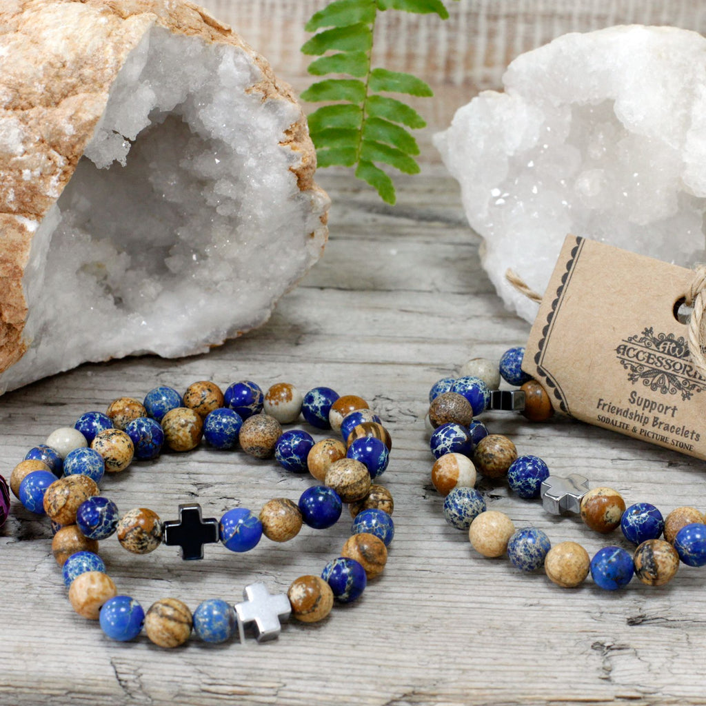 Support Friendship Bracelet Set - Sodalite & Picture Stone – view 6