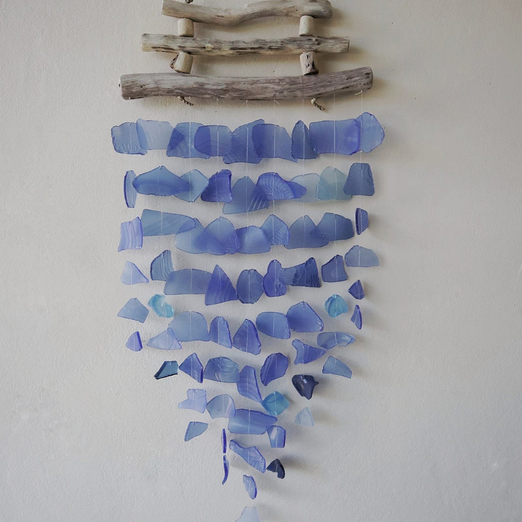 Recycled Glass Wind Chime - Three Sticks, All Blue – view 6