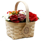 Large Soap Flower Bouquet in Wicker Basket - Red – view 3