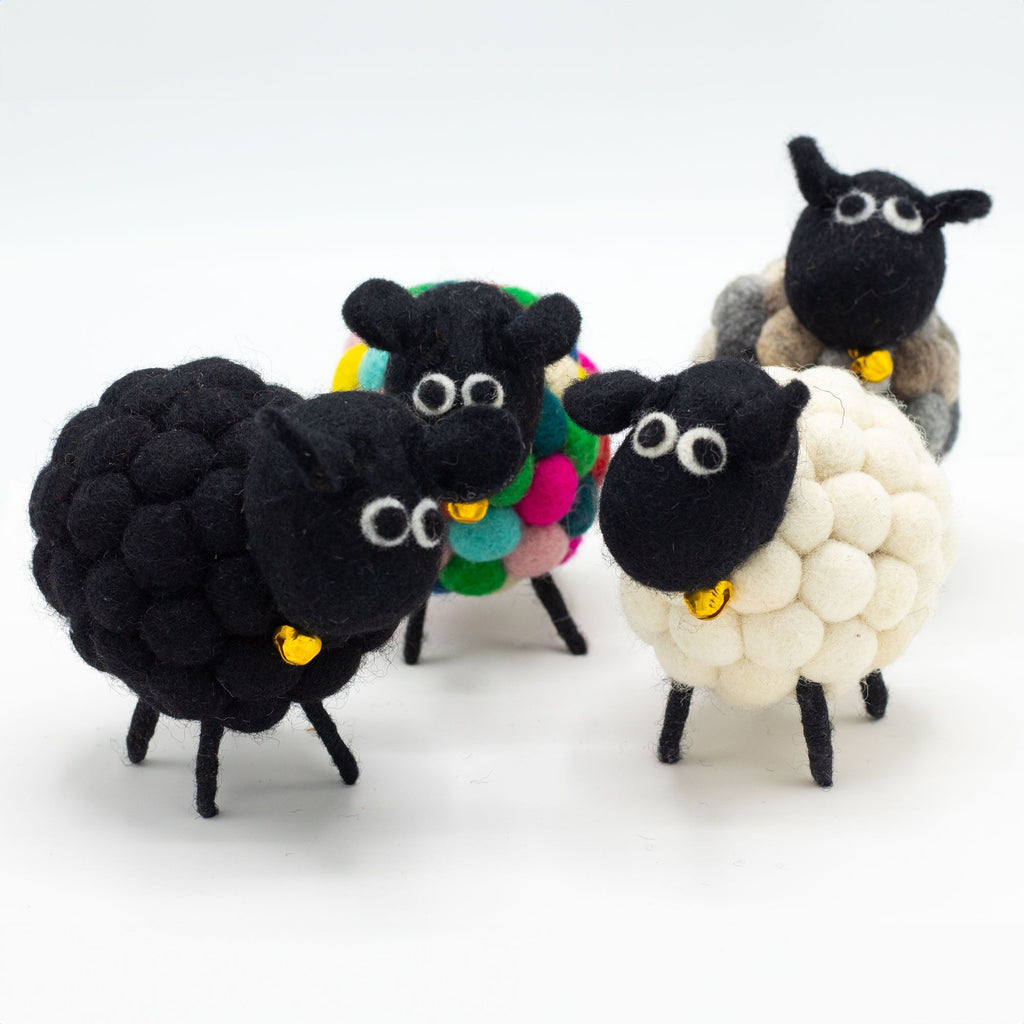 Little Felt Sheep Figure - Multi Greys, 12 x 8 cm – view 5