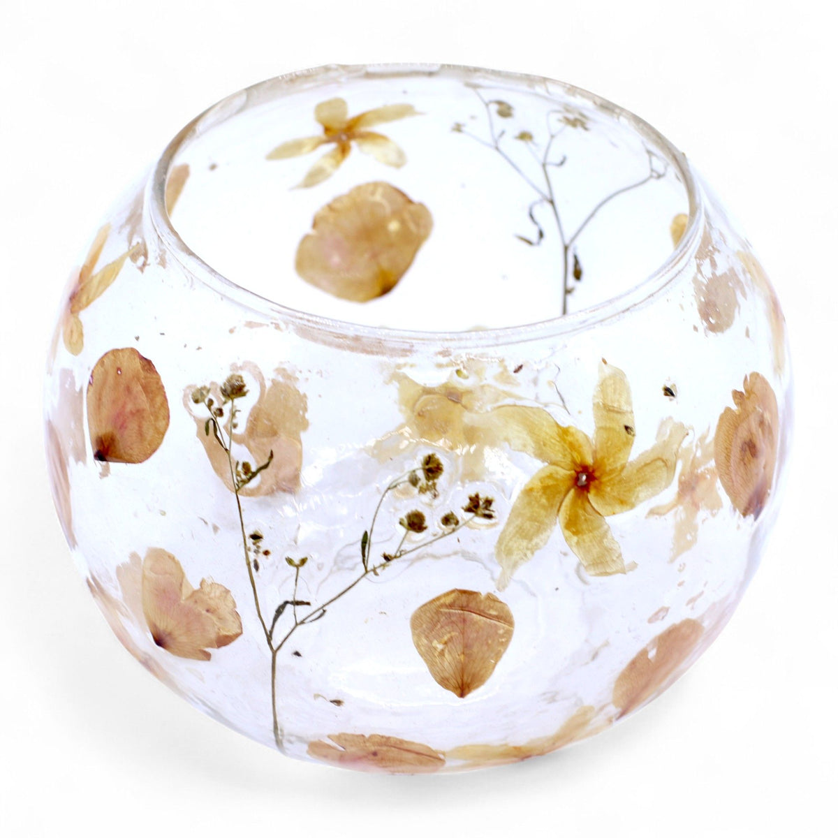Natural Floral Glass Large Bowl Candle Holder - Rosa 12x13cm – view 7