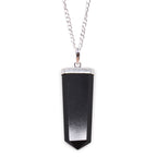 Black Agate Flat Pencil Pendant Necklace – view 2